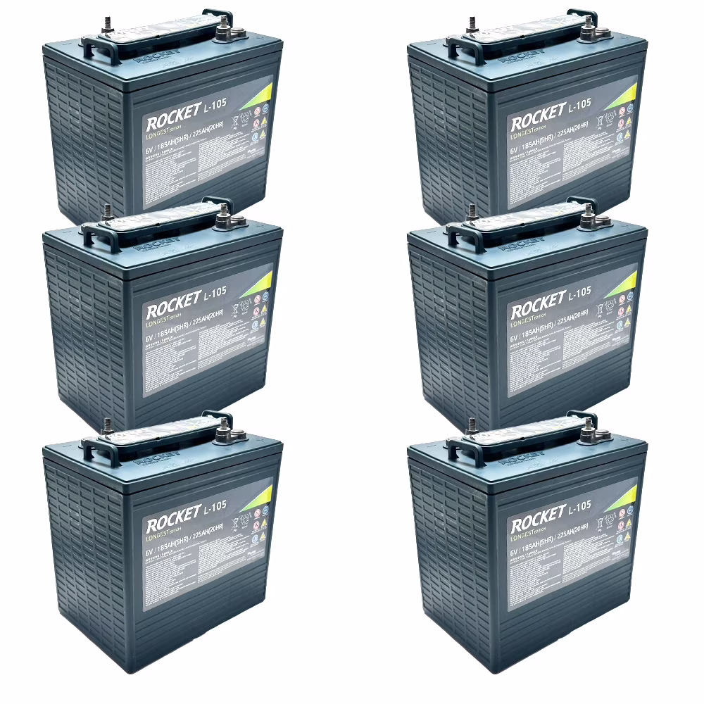 L-105 225Ah 6V Golf Cart Battery Replaces Trojan T-105 (Set of 6)