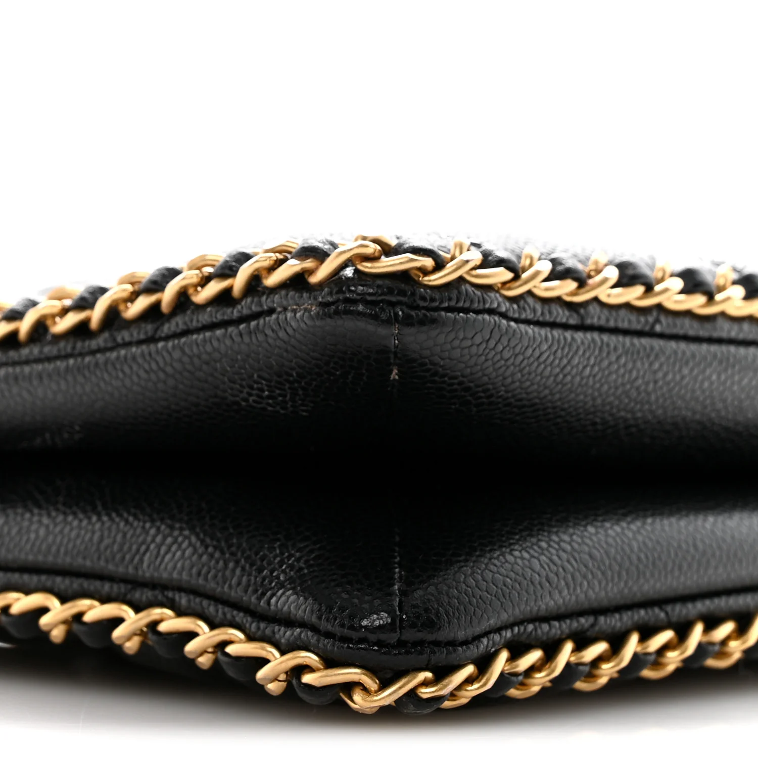 Caviar Quilted Mini Never Ending Chain Tote Black