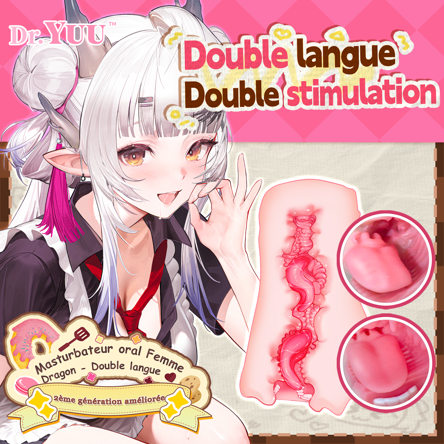 Dr.YUU Masturbateur oral Femme Dragon - Double langue - 2ème génération améliorée