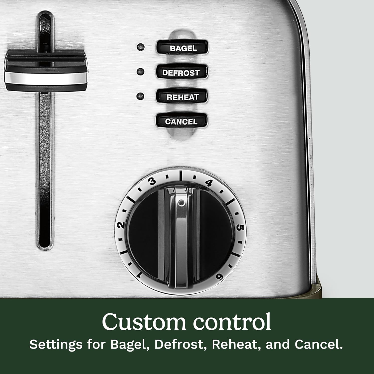Cuisinart Toaster, Extra-Wide Slots, Stainless Steel, 4-Slice| Bagel, pastry & bread toaster with defrost/reheat functions, 6-setting browning dials & a slide-out crumb tray, CPT-180P1