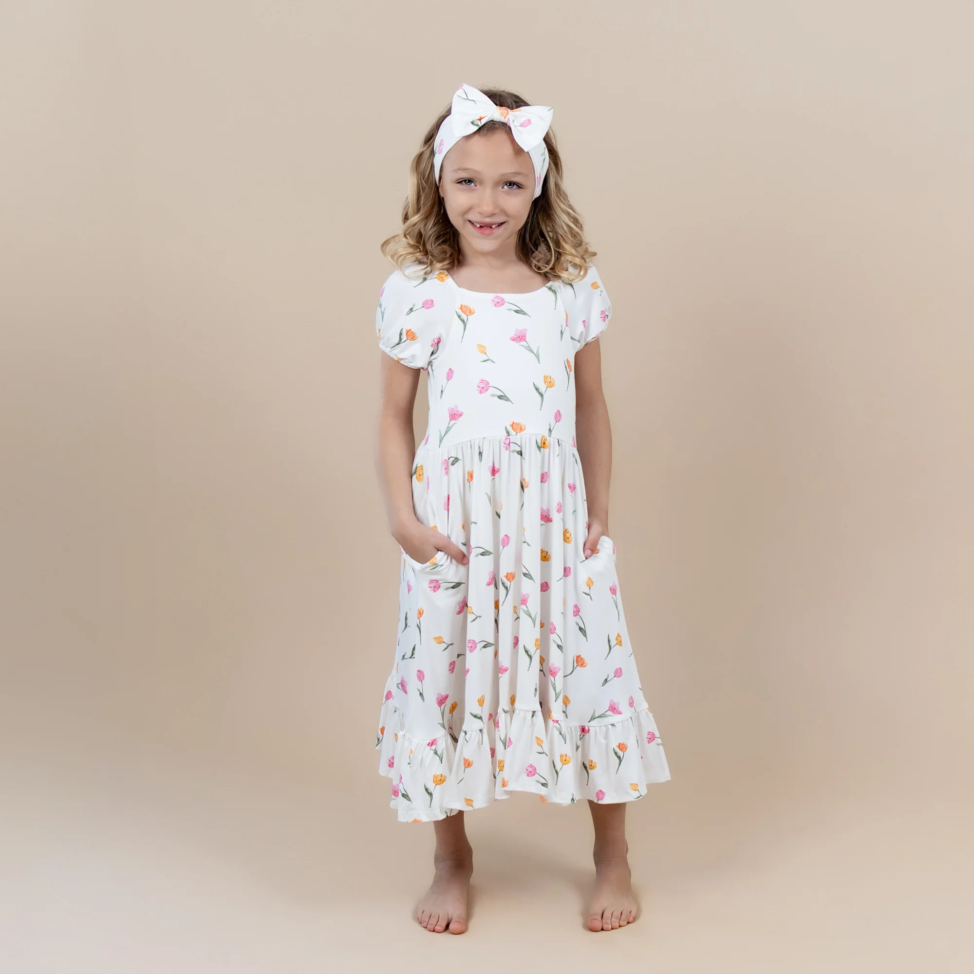 Puff Sleeve Twirl Dress in Tulip