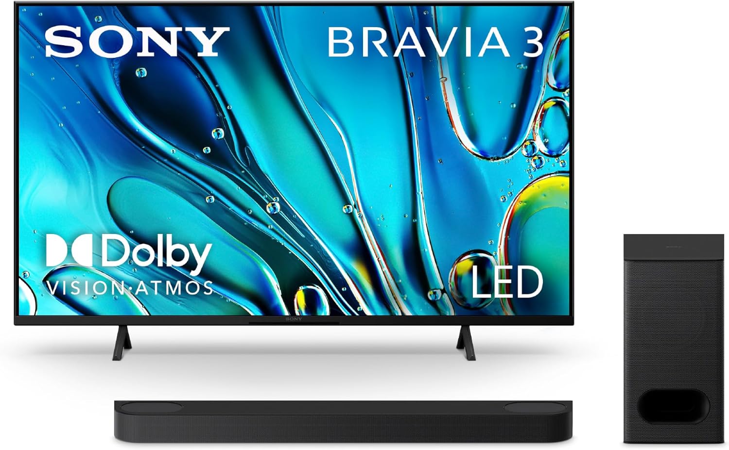 Sony 50-Inch 4K Ultra HD BRAVIA 3 LED Smart TV (K-50S30) 2024 Model + BRAVIA Theater Bar 6 3.1.2ch Sound Bar with Wireless Subwoofer Bundle