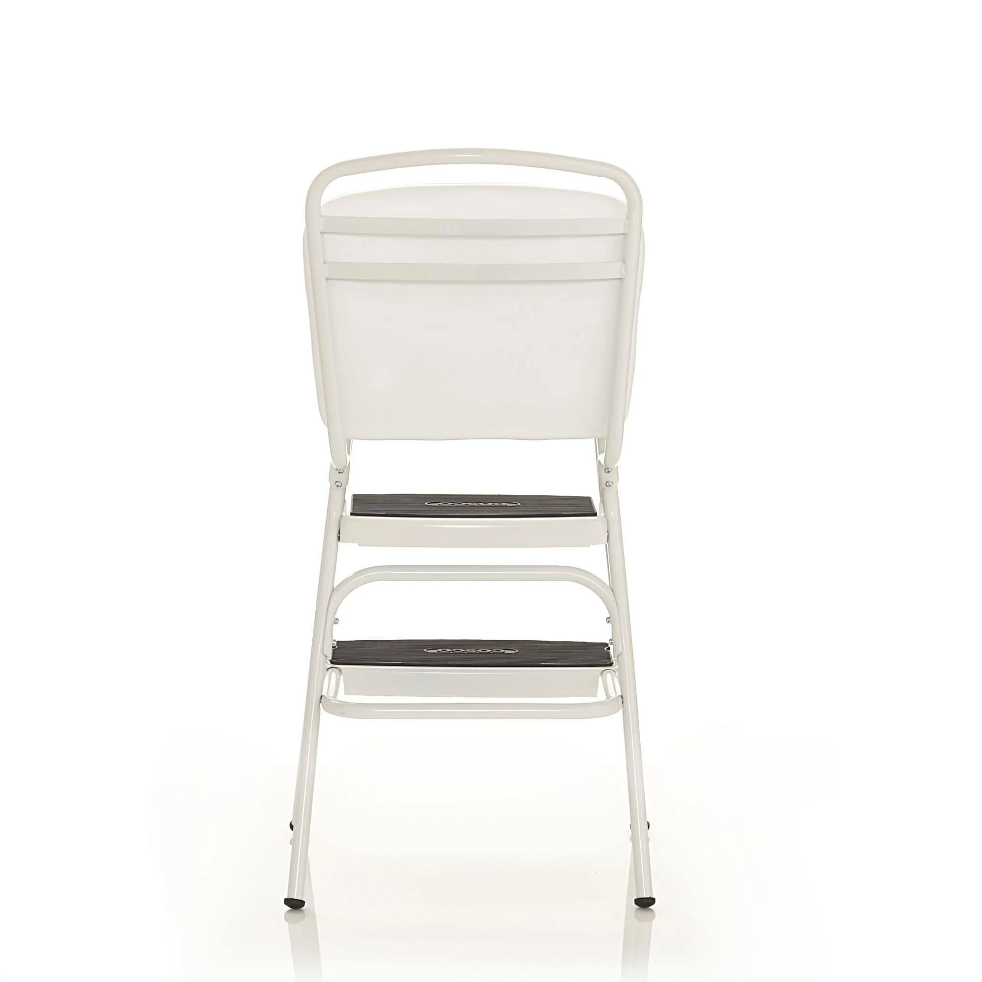 COSCO Stylaire Retro Chair + Step Stool with Flip - up Seat (White, One Pack)