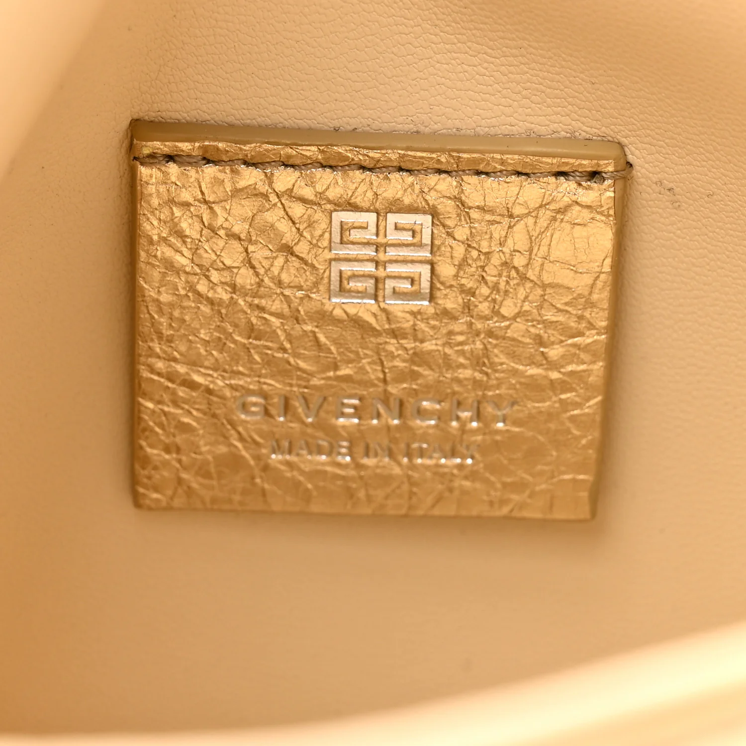 Metallic Tumbled Calfskin Nano Voyou Bag Golden Sand