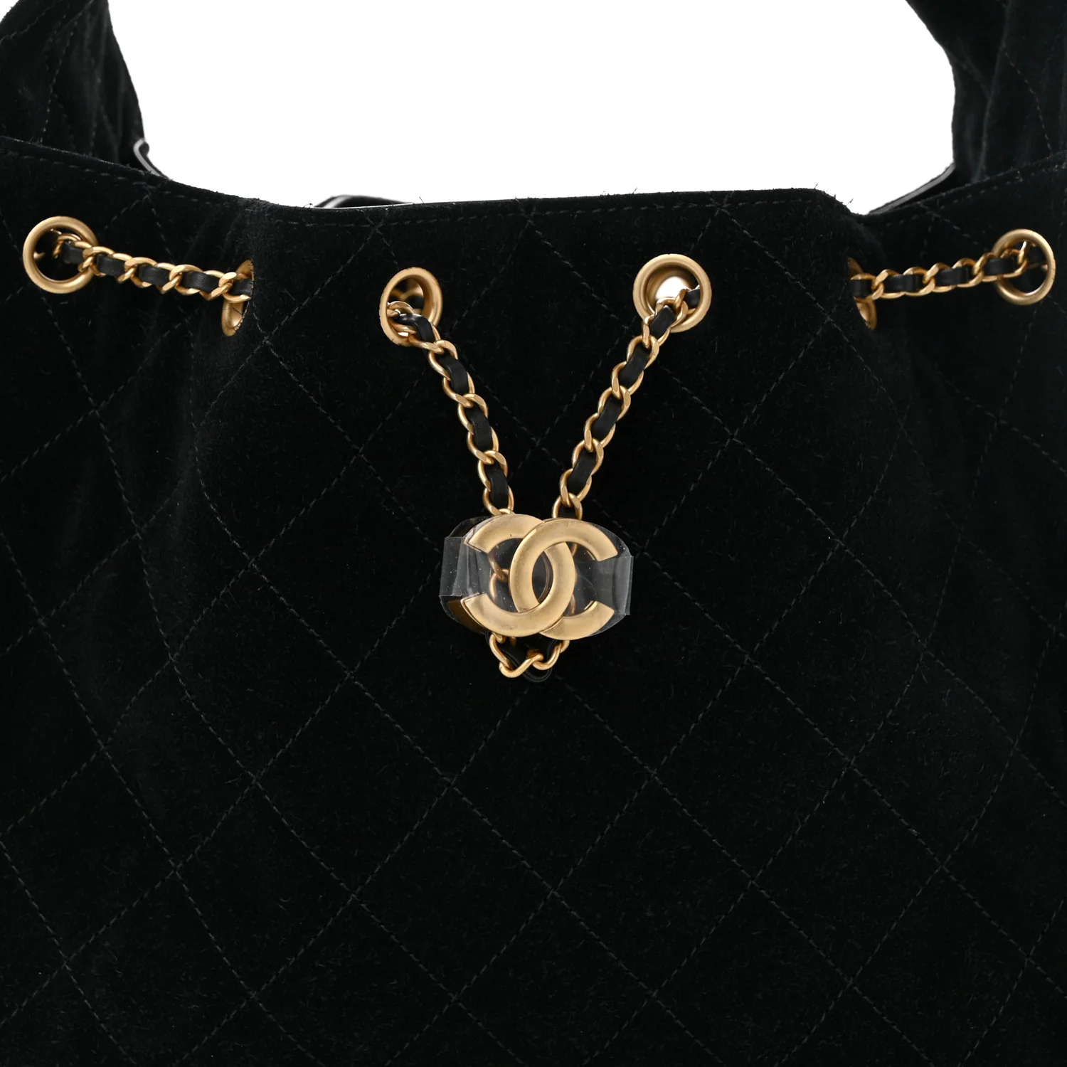 Suede Quilted Small Chanel 25 Handbag Black