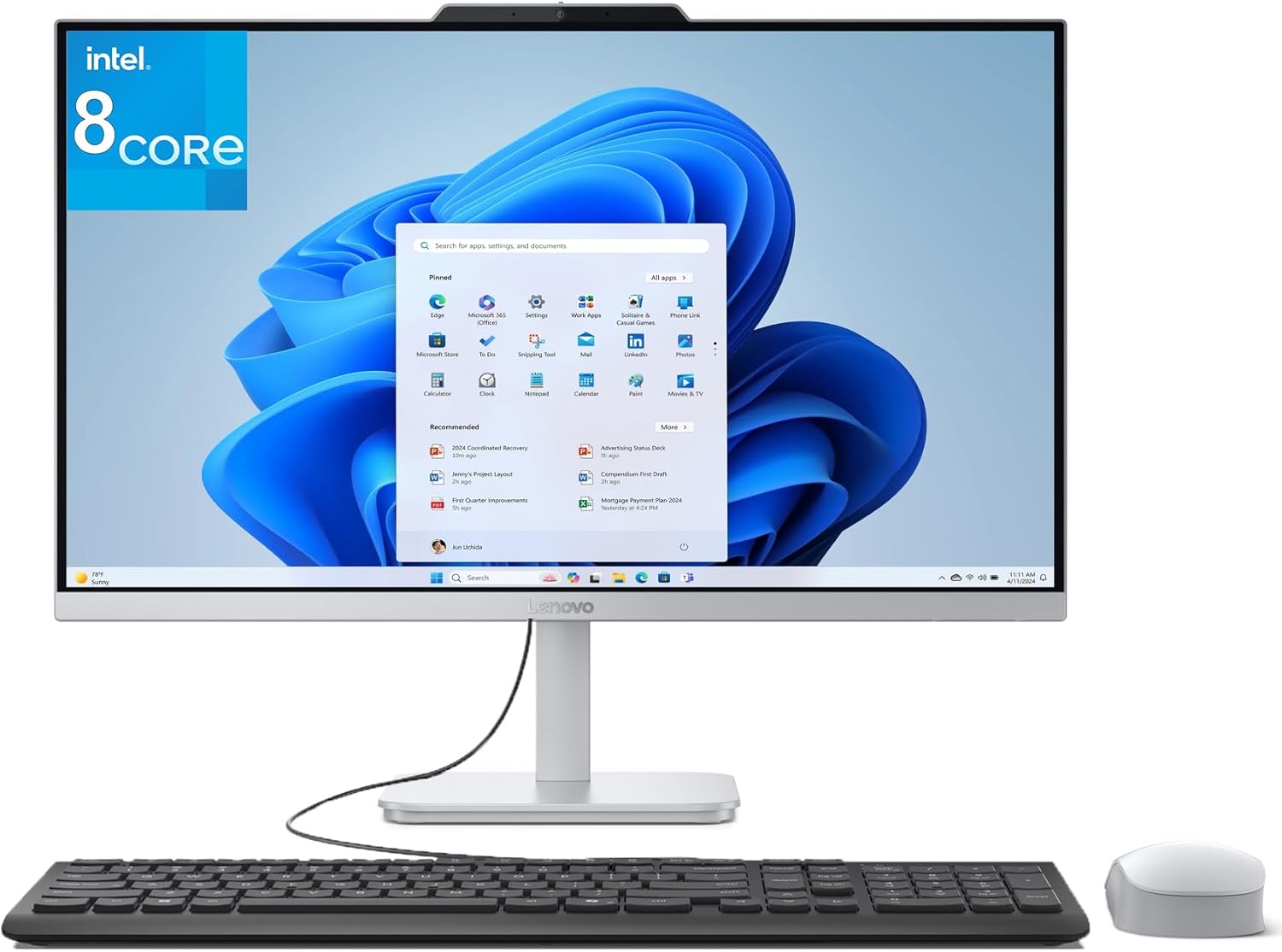 Lenovo 24 IdeaCentre All-in-One 1080P Desktop Computer  Intel 8-Core i3-N305 Processor  16GB DDR4 RAM  1TB PCIe SSD  23.8