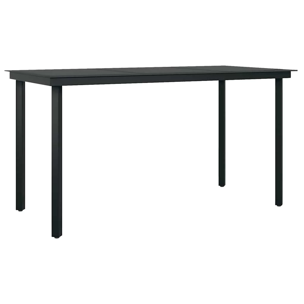 Vidaxl 7 Piece Patio Dining Set with Cushions Black Poly Rattan Glass