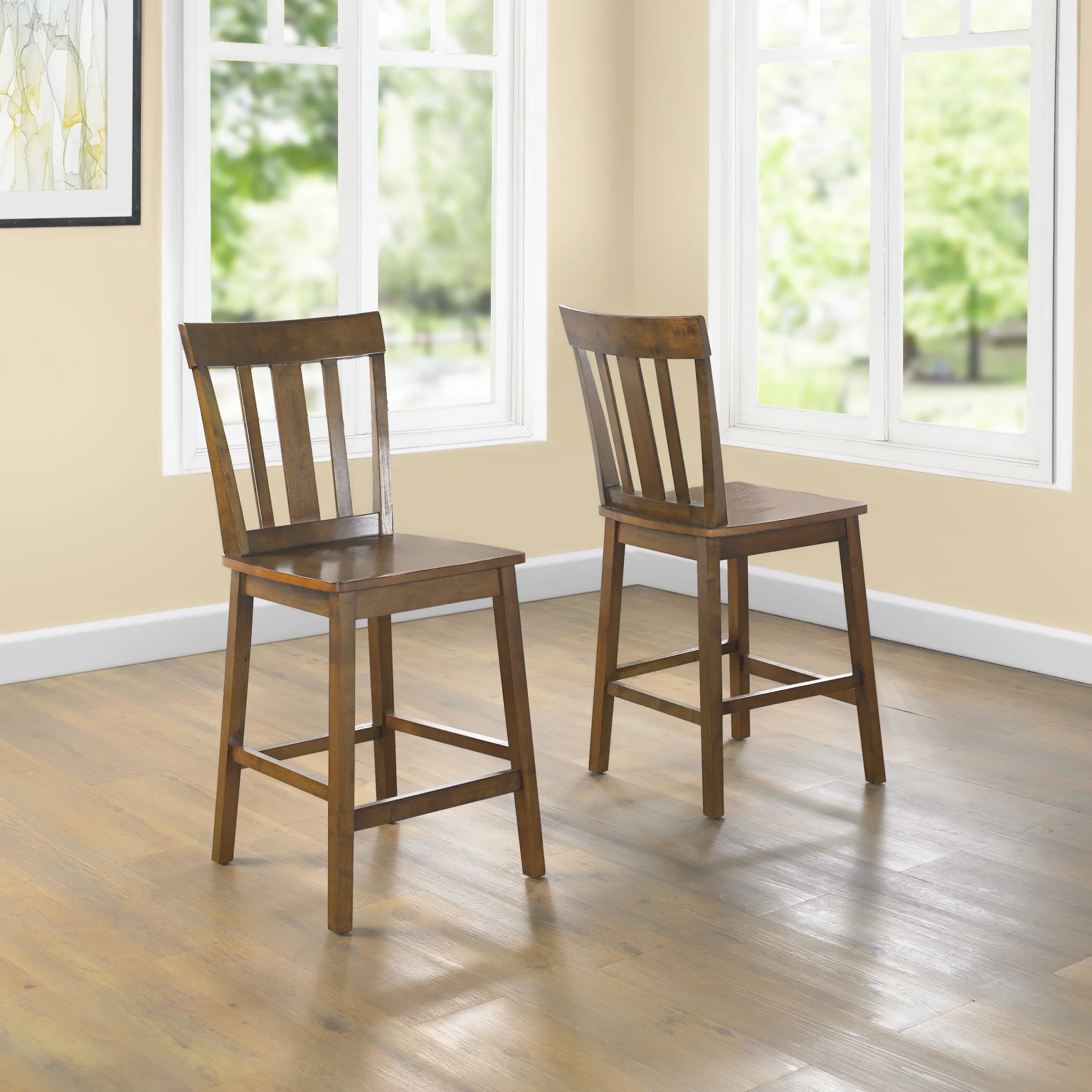 5 Piece Mission Counter Height Dining Set, Solid Wood, Cherry Color for Indoor(Cherry) Image 9
