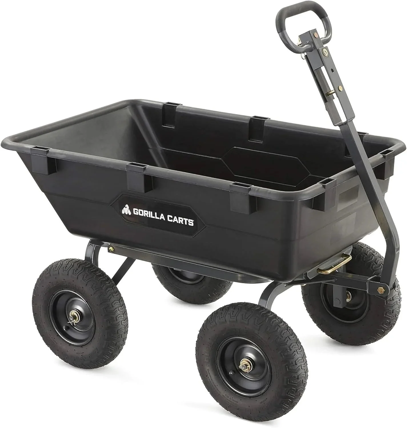 Heavy Duty Poly Utility Dump Wagon Garden Cart W/pneumatic Tires, 6 Cu ft - 1200 lb Capacity Outdoor Wheelbarrow for Yard, Landscaping &…