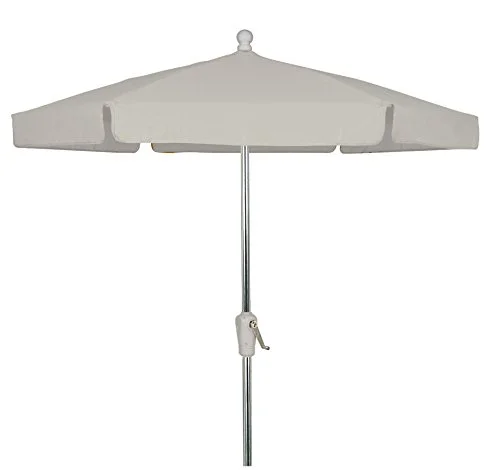 7.5 ft. 6 Rib Crank Champagne Bronze Hex Garden Umbrella with Natural Vinyl Coated Weave Canopy