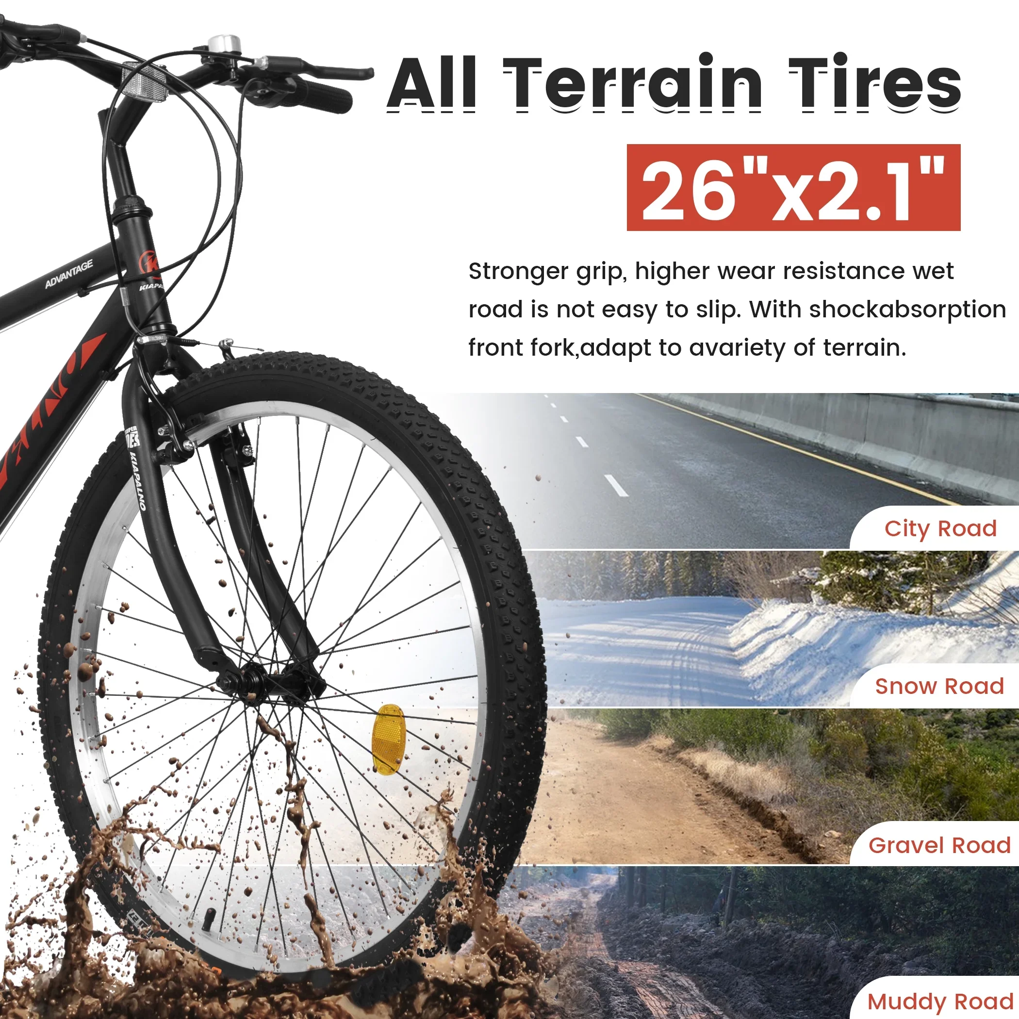 24-Inch Mountain Bike, 21-Speed Bicycle with Carbon Steel Frame & Dual V-Brakes(Black&Green)