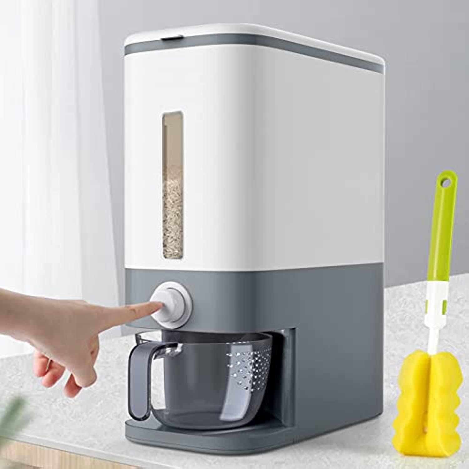 Cosyzone 25lbs Rice Dispenser, Large Grain Container Storage with Lid Measuring Cylinder Moisture Proof Household Cereal Dispenser Bucket for Kitchen