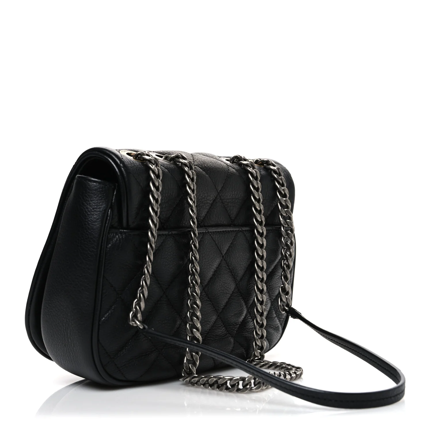 Calfskin Quilted Casual Pocket Messenger Flap Black