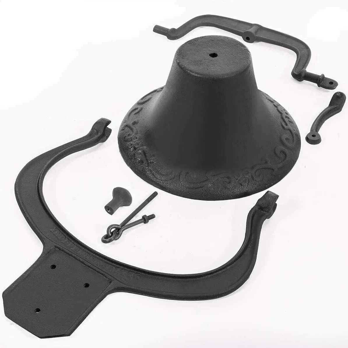 Large Cast Iron Bell Farmhouse Antique Dinner School Bell Vintage Style Church Bell Black 23" x 22" Image 3
