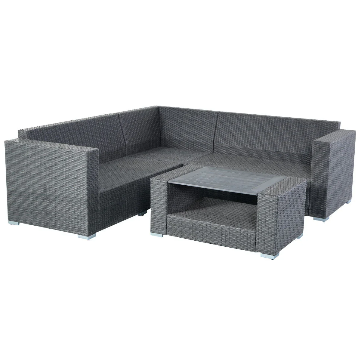 Costway 4 PCS 6 Seat Patio Garden Sofa Set Rattan Wicker Furniture Cushion