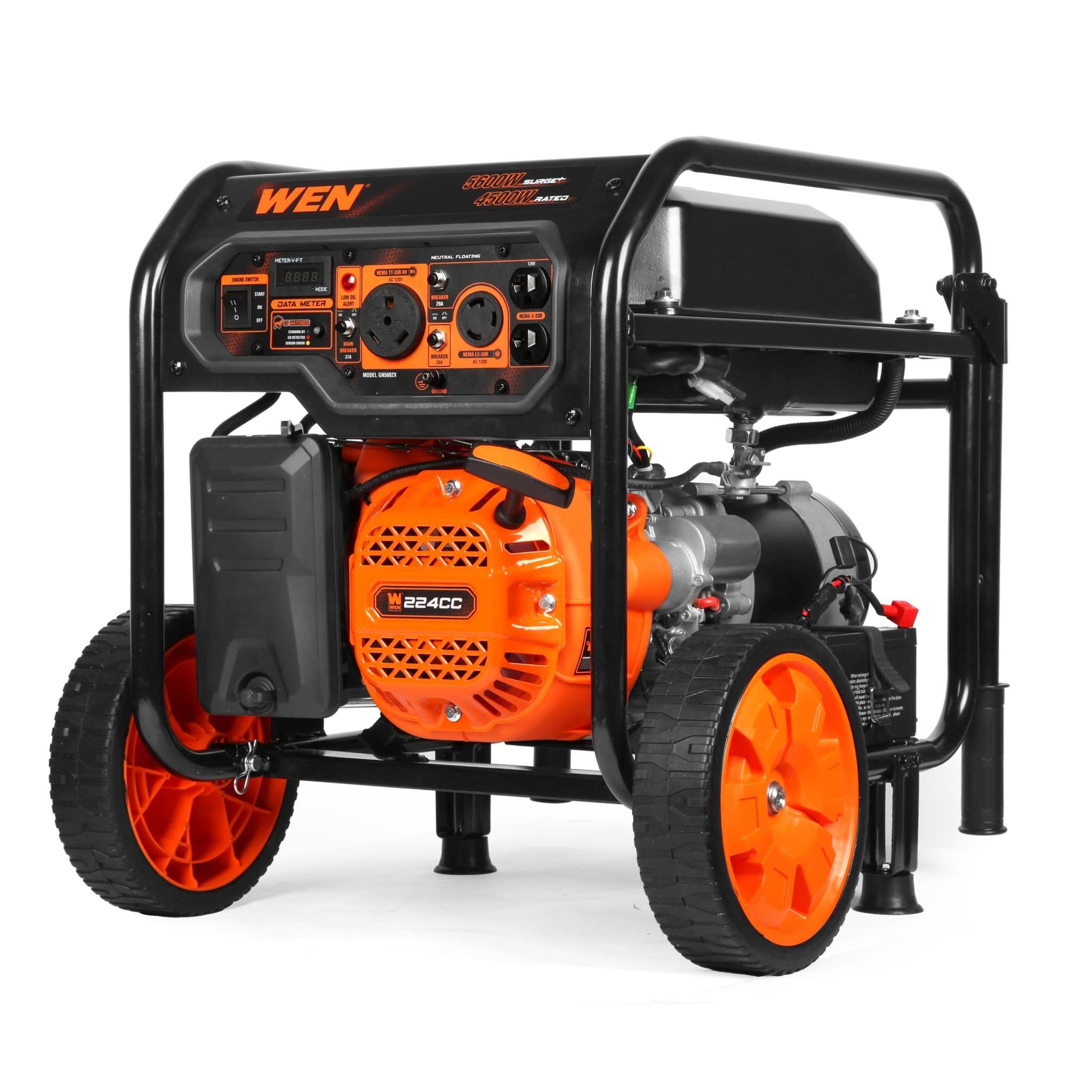 WEN GN5602X 5600-Watt Portable Generator. Electric Start. 224cc. Transfer-Switch and RV-Ready with Co Shutdown Sensor-Instock