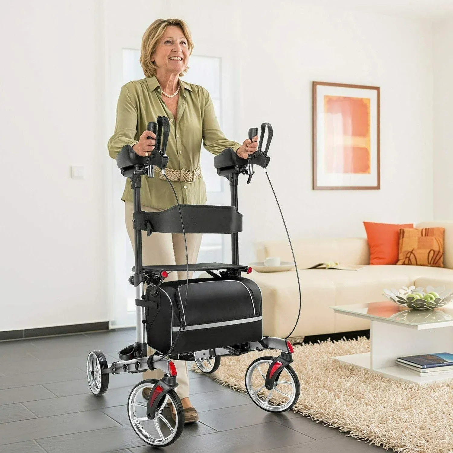 Rollator robuste pour personnes âgées, avec fonction verticale. Déambulateur vertical.