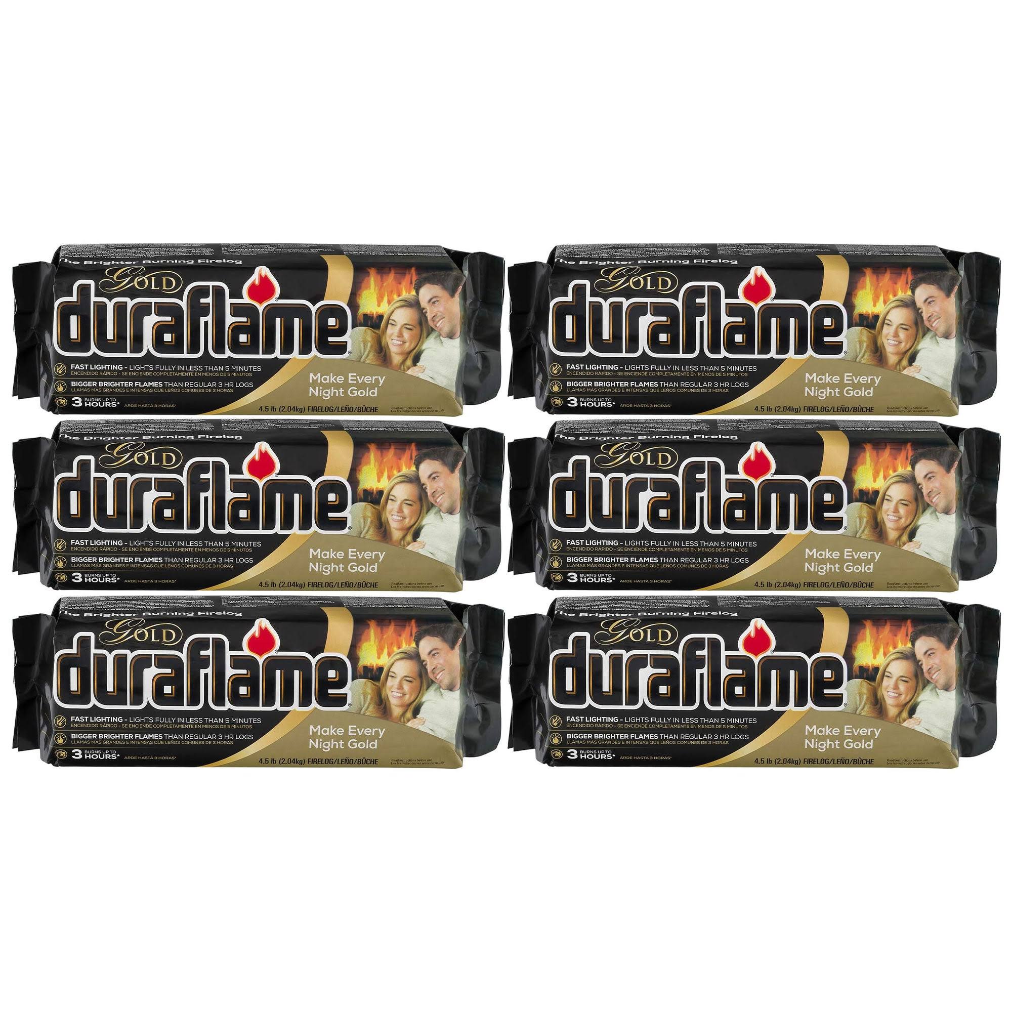 Duraflame Gold Fire Log, 3 Hour, 6 Pack - 6 pack, 4.5 lb fire logs