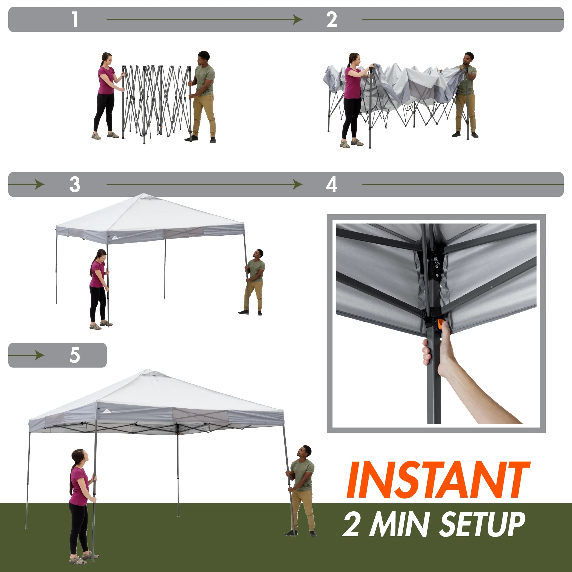 12' x 12' Instant Straight Leg Canopy for Camping Gray(Single) - Image 4