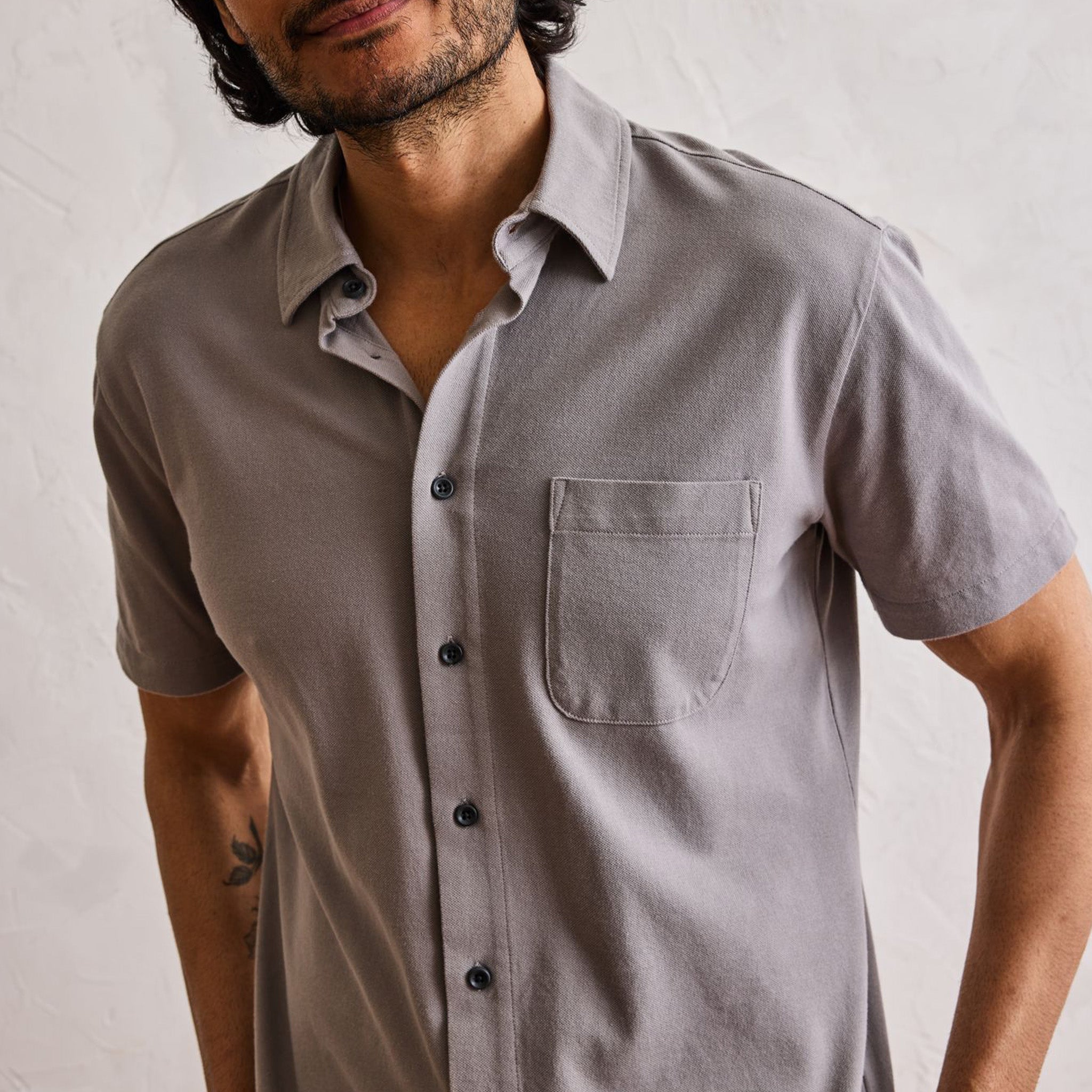 T-shirt à manches courtes California en piqué gris anthracite