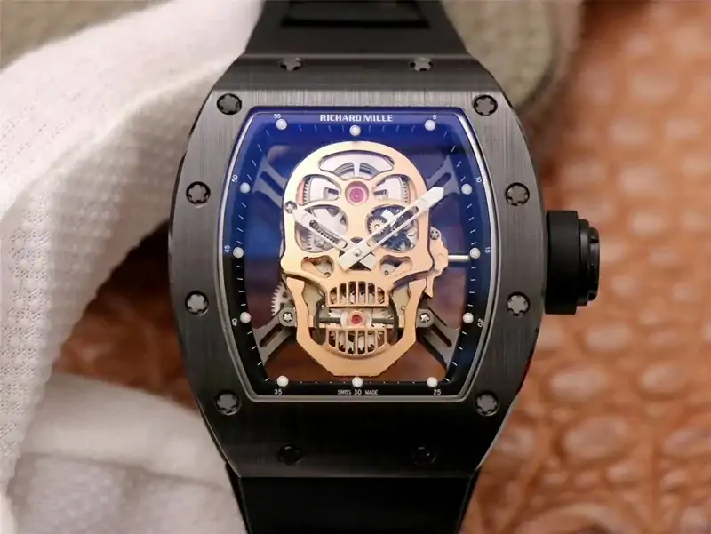 Richard Mille RM052-01 ZF Factory Black Ceramic Rose Gold Skull Dial