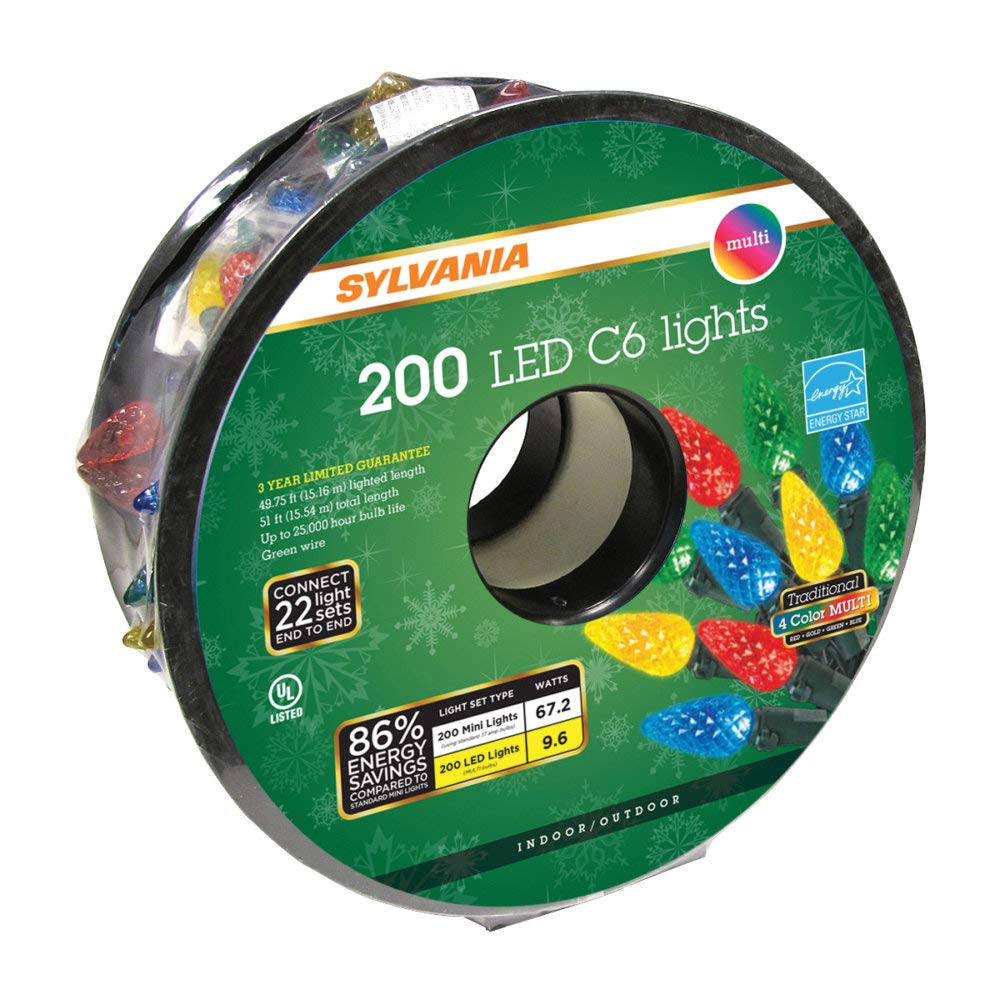Sylvania 200 ct Multi-Colored LED C6 Christmas Lights