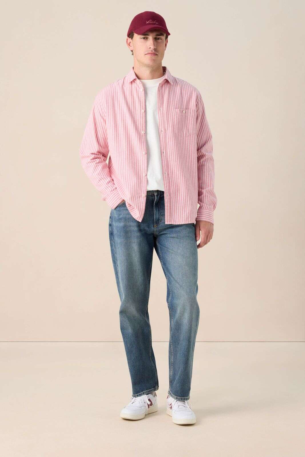 Roze gestreept overhemd