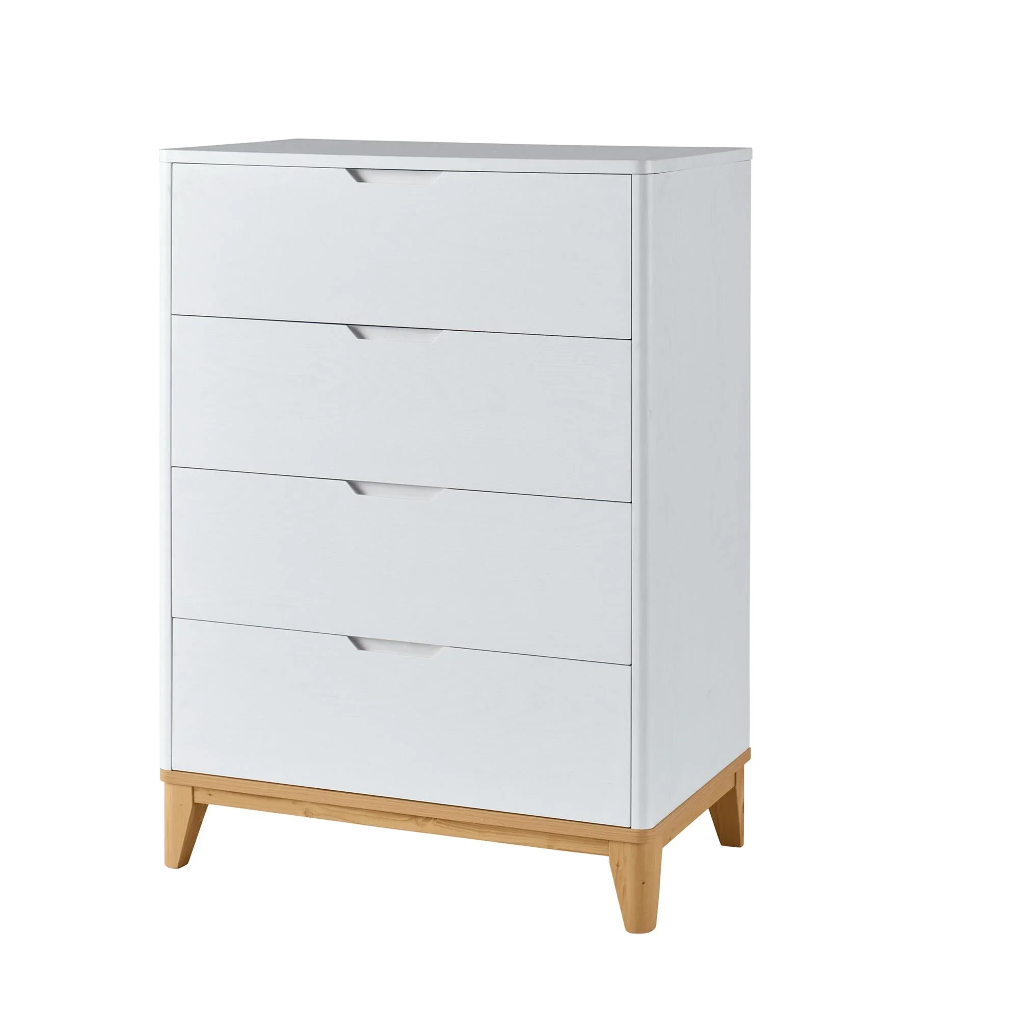 Better Homes & Gardens Leighton 4 Drawer Dresser, White and Natural