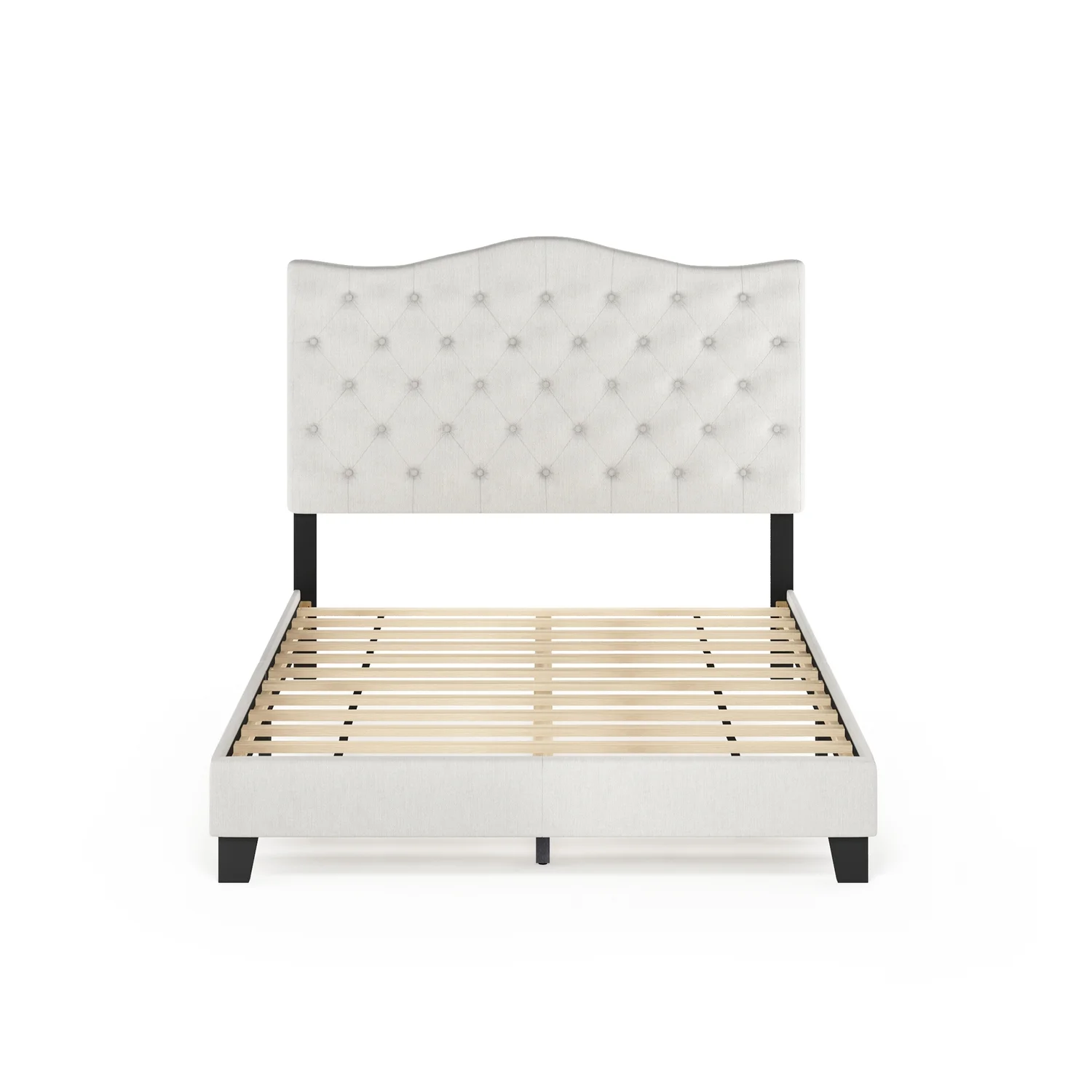 Lille Button Tufted Bed Frame, Linen, Queen(Queen) - Image 7