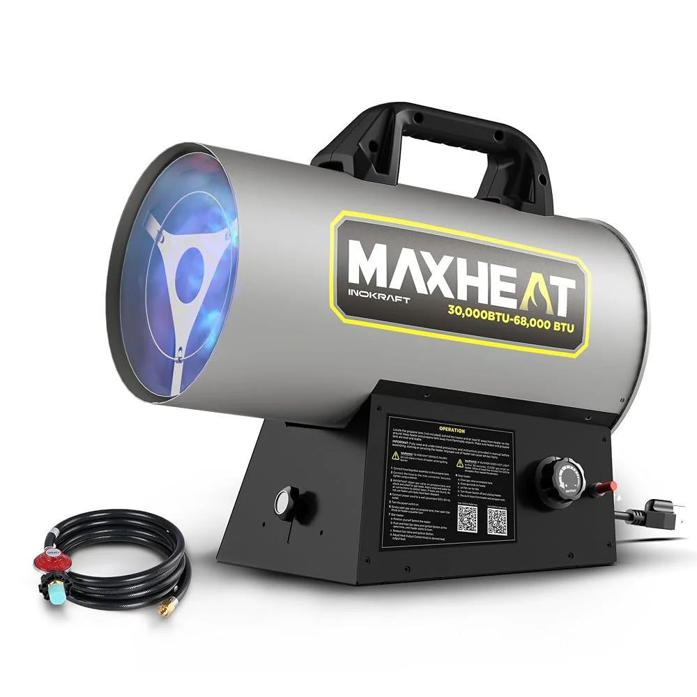 InoKraft MAXHEAT MH68 68,000 BTU Forced Air Propane Heater, Torpedo Heater