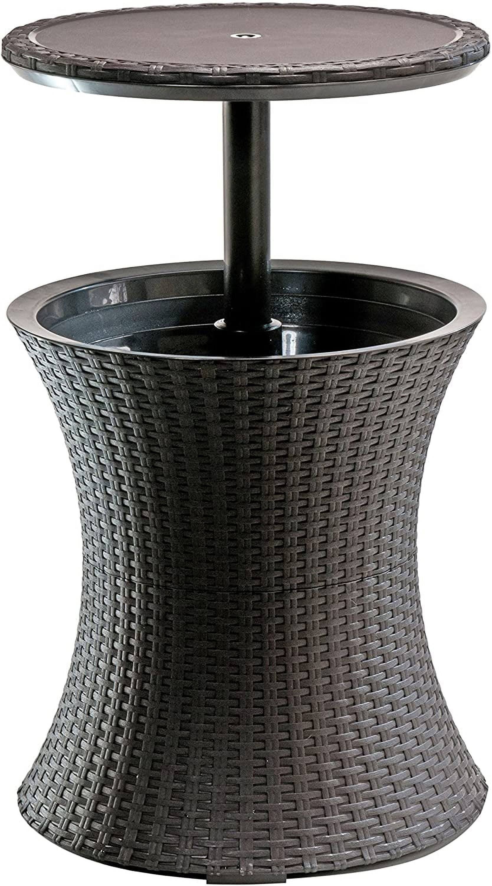 Keter 7.5 Gallon Cool Bar Patio Beverage Cooler Table, Brown