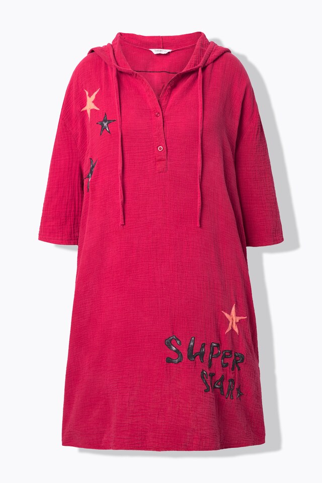 Muslin dress, oversized, stars, hood