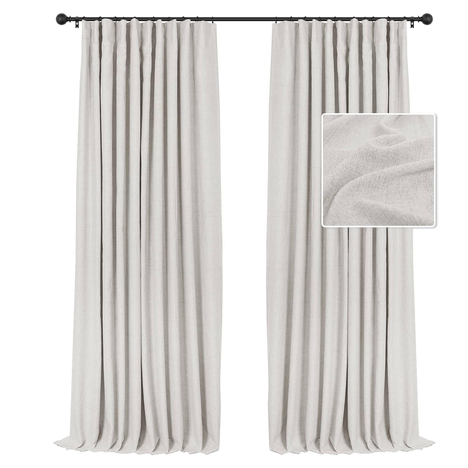 INOVADAY 100% Blackout Curtains 84 inch Length 2 Panels Set,, Beige w50 x L84