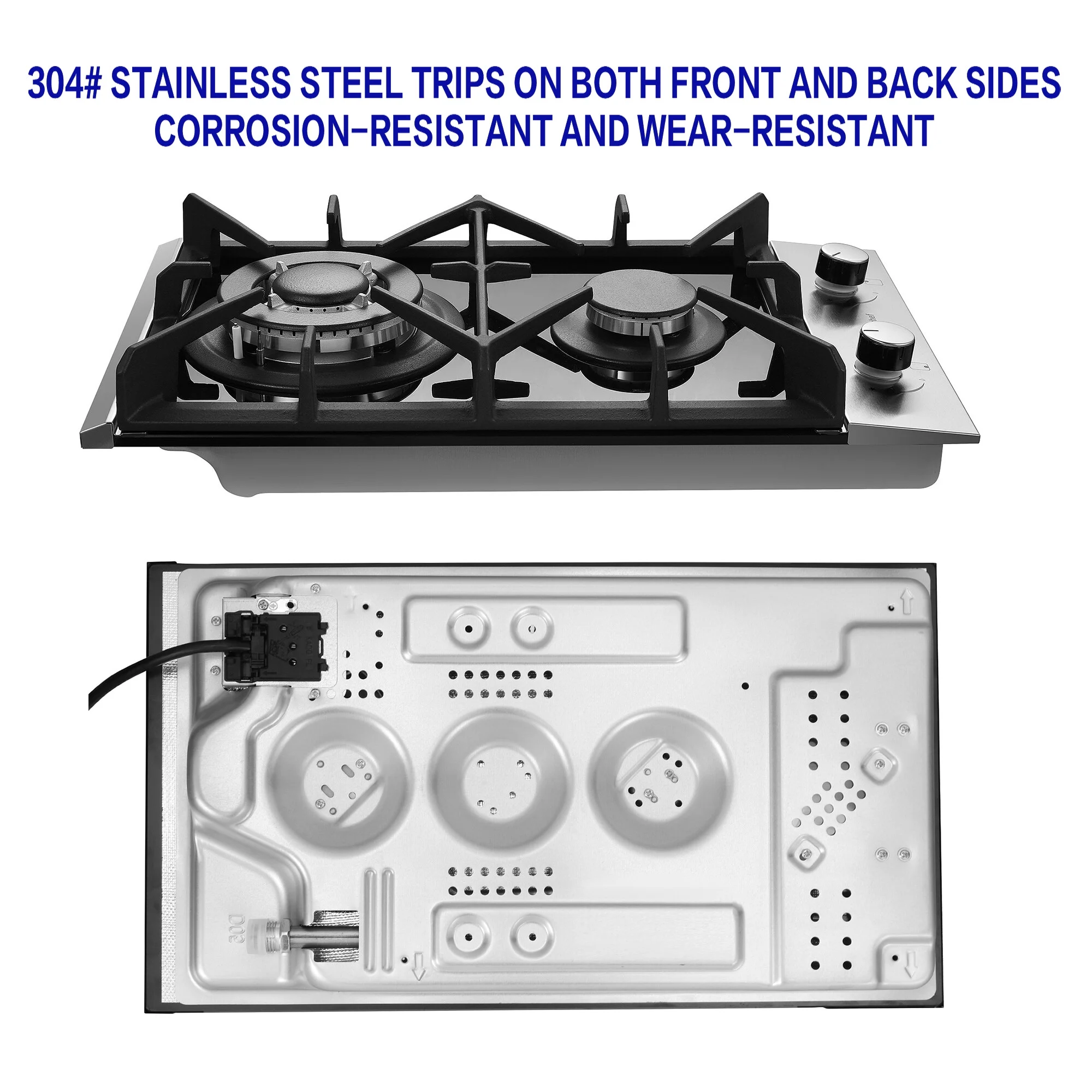 2 Burners Gas Cooktop Electric Stove Oven 12 inch NG/LP Gas Stainless Flame-Out Proof - Image 7