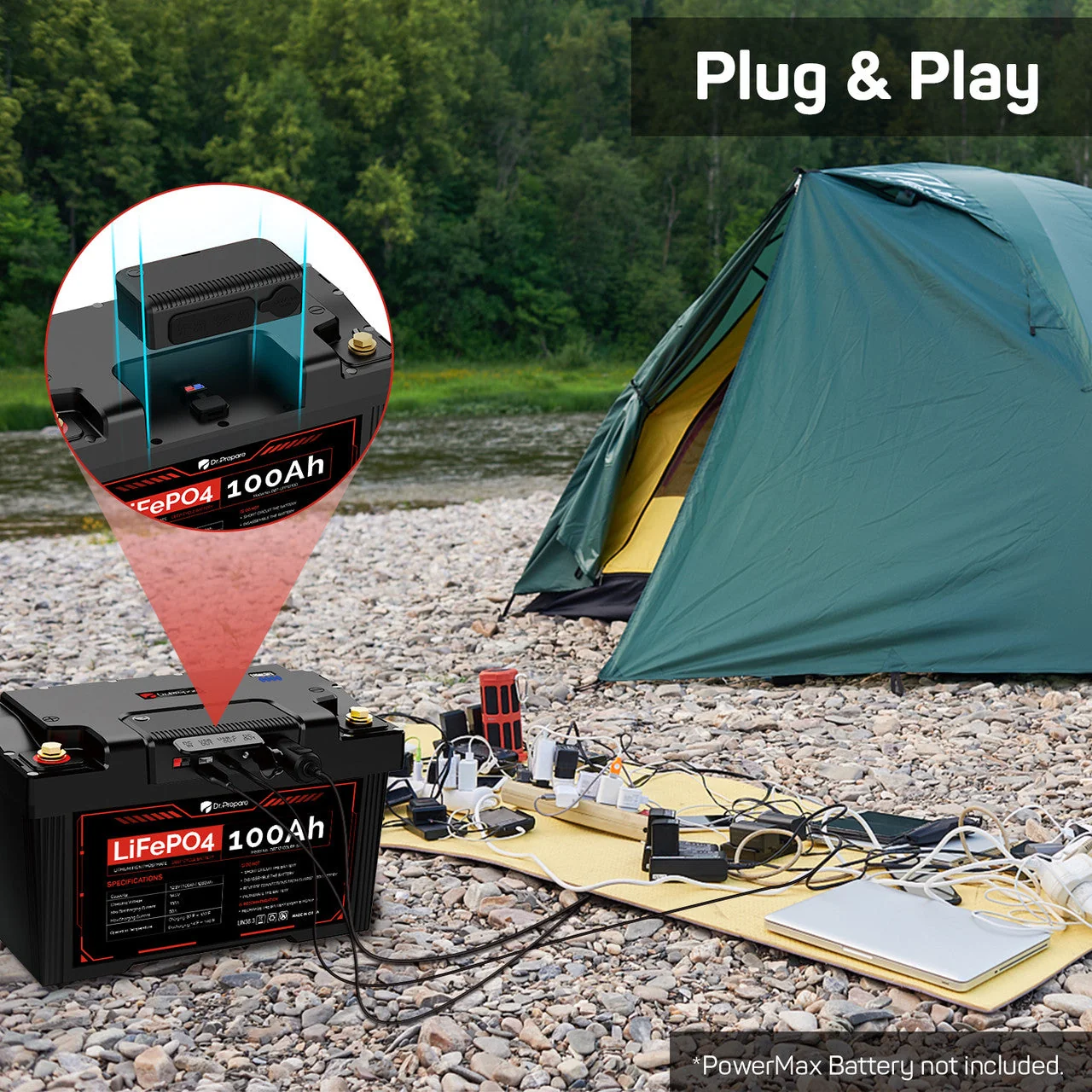 PowerMax 100Ah 12V LiFePO4 Battery & 1280Wh Portable Power Station (First Edition)