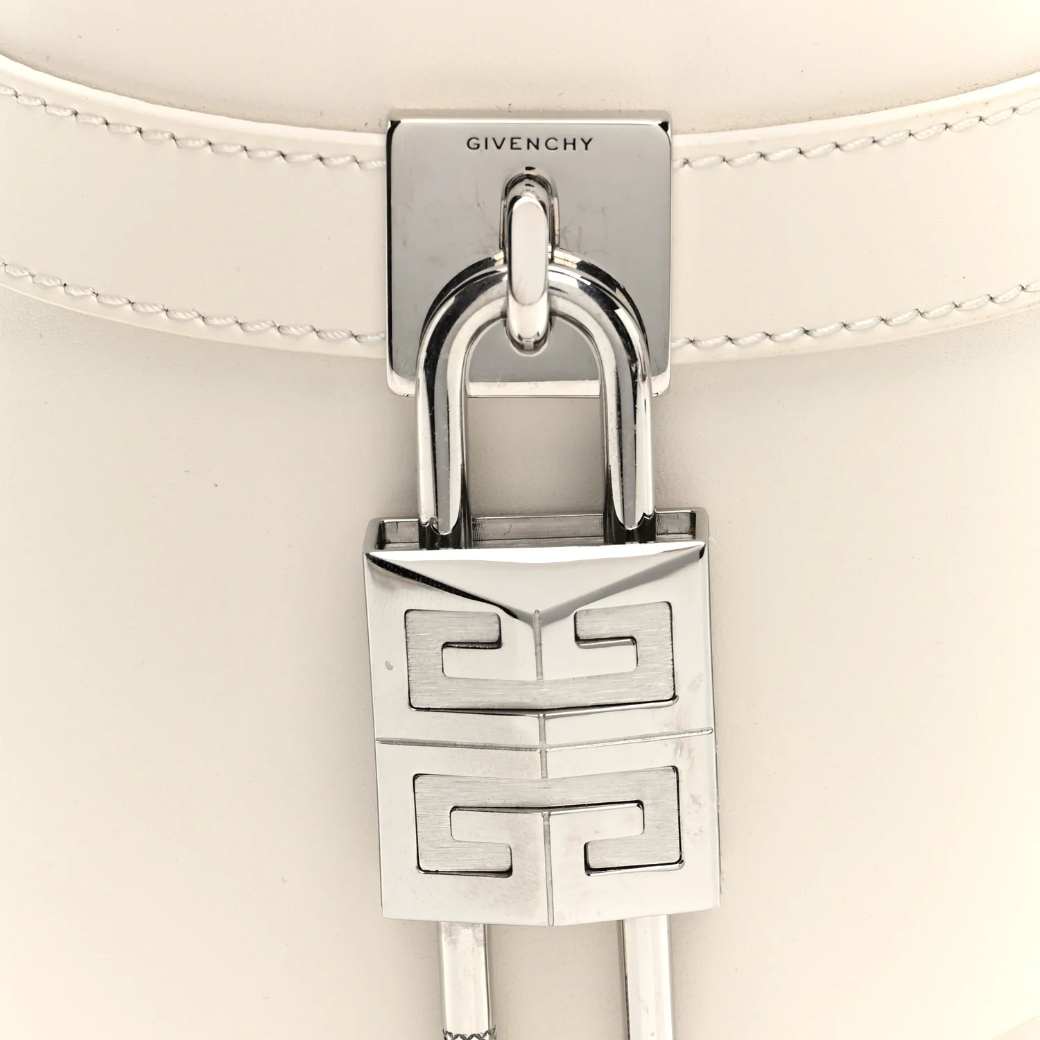 Box Calfskin Micro Shark Lock Bucket Bag White