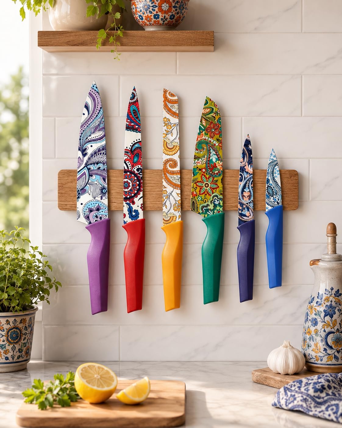 Astercook Paisley Pattern Knife Set with Cover