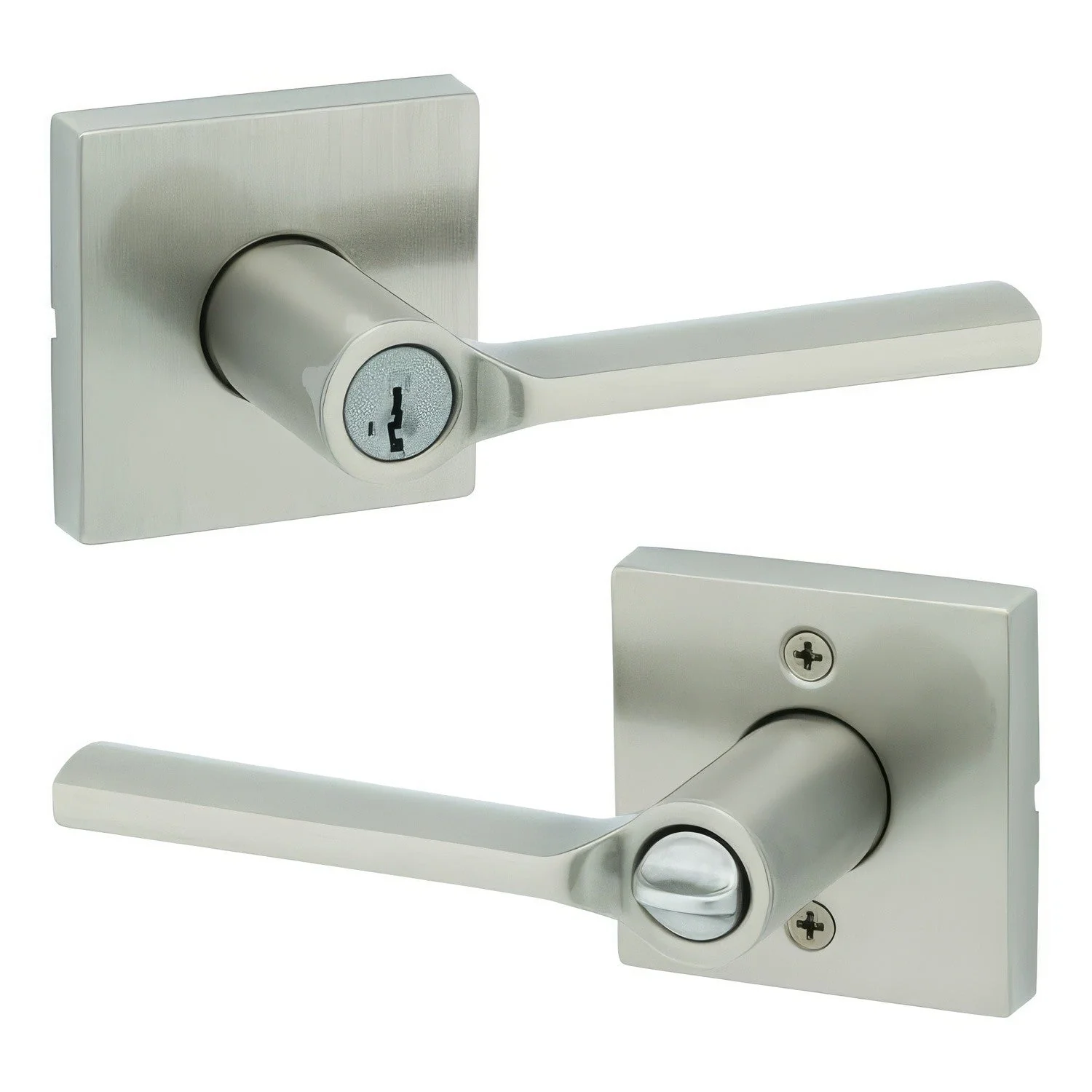 Kwikset 740LSLSQT Lisbon Keyed Entry Door Lever with Square Rose - TA Screen Specialist, Inc.