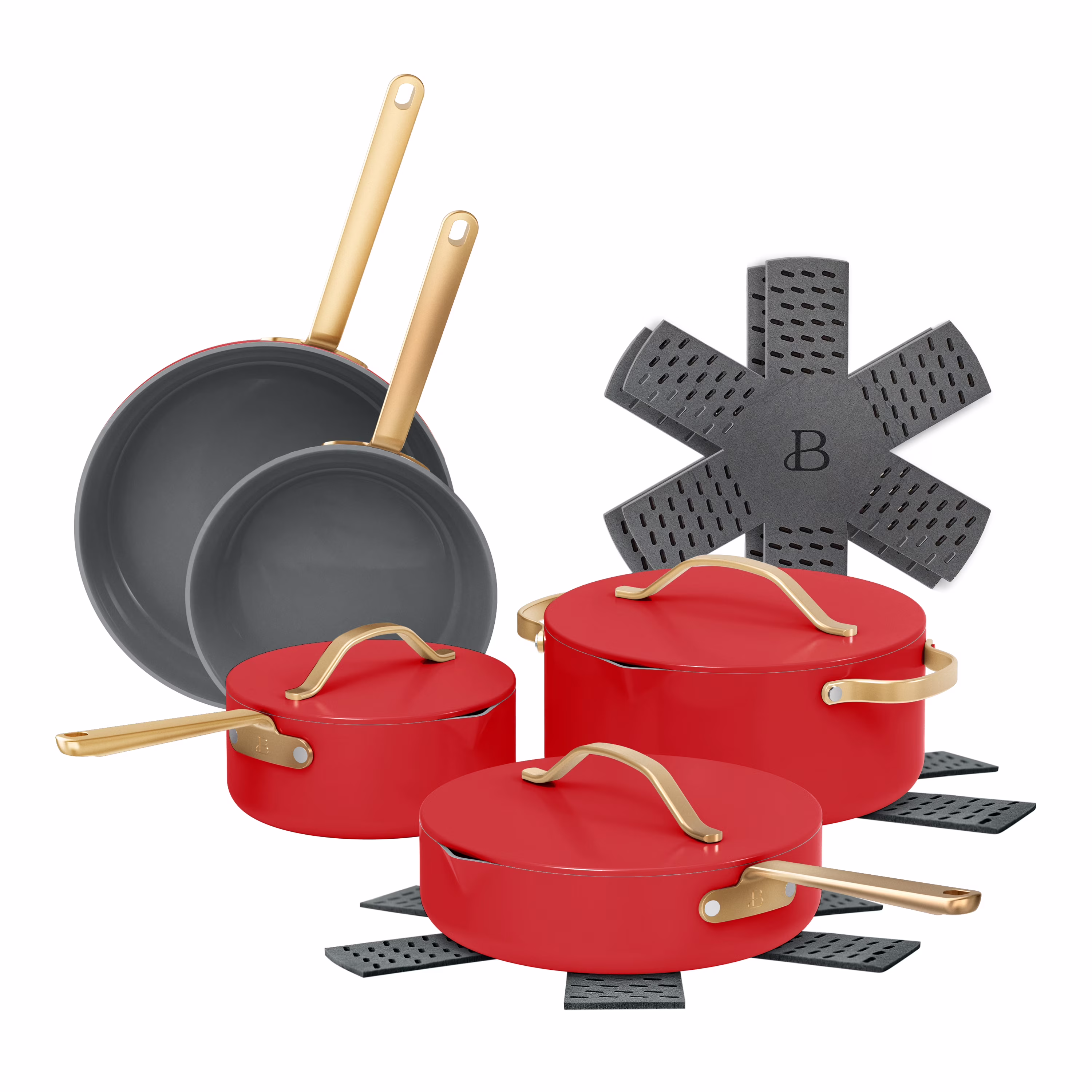 12pc Ceramic Non-Stick Cookware Set with Strainer Lids, White Icing by (White Icing) - Image 7