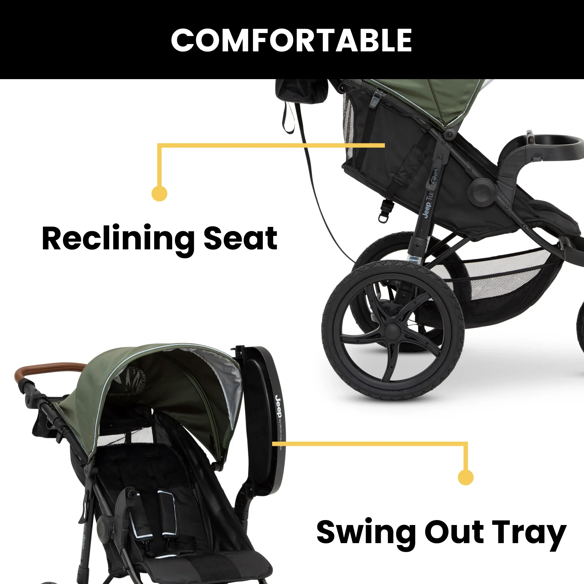 Jeep TurboGlyde Jogging Stroller by Delta Children, Black