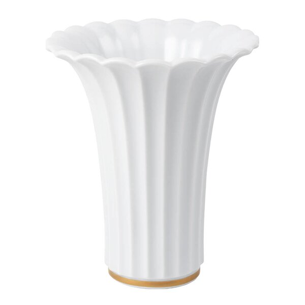 Hvit vase med gullkant 23 cm
