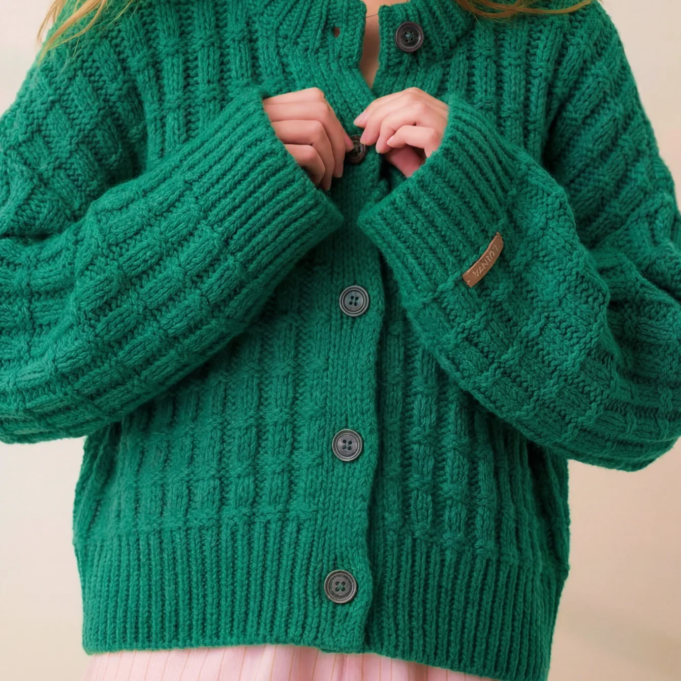 Cloud Cotton Basket Stitch Cardigan