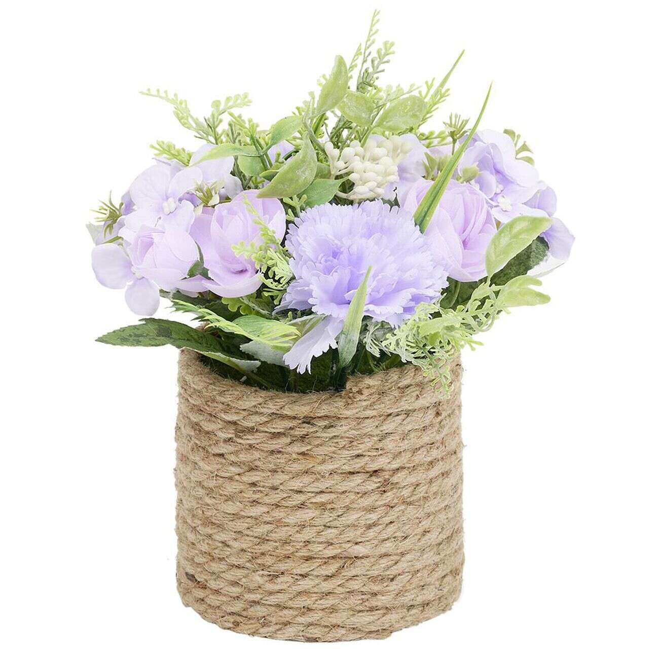 Pot décor lin fleur artificielle Ø23xH22cm