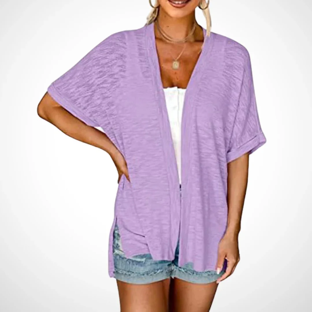 Cardigan élégant à manches courtes et ouverture avant