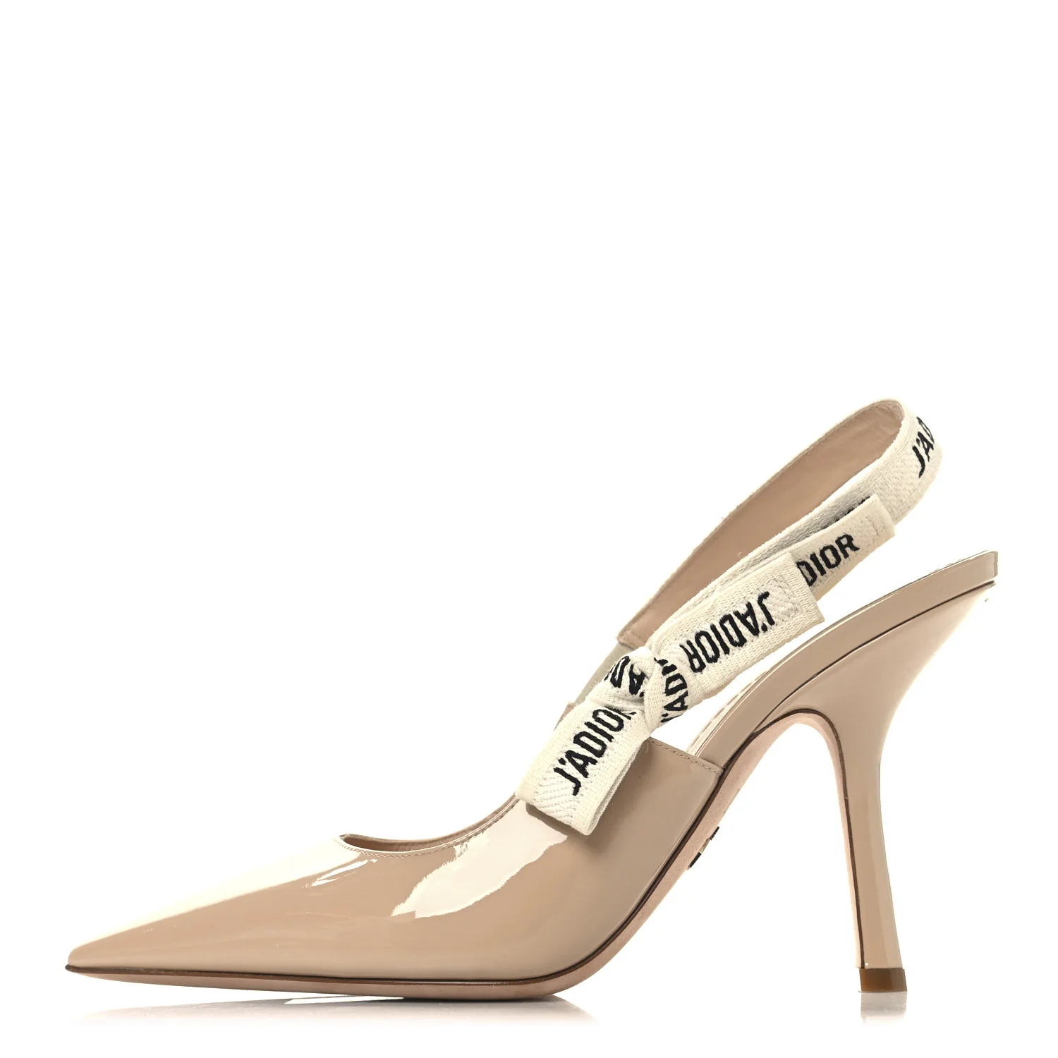 Patent Ribbon J'Adior Slingback 100mm Pumps 38.5 Nude