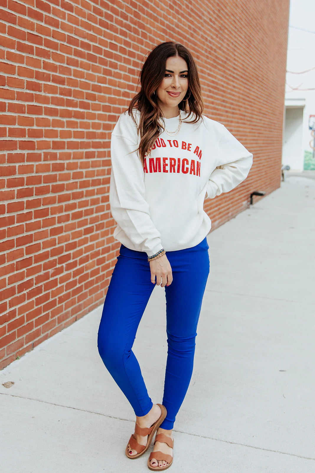 Proud To Be An American Ribbed Graphic Crewneck