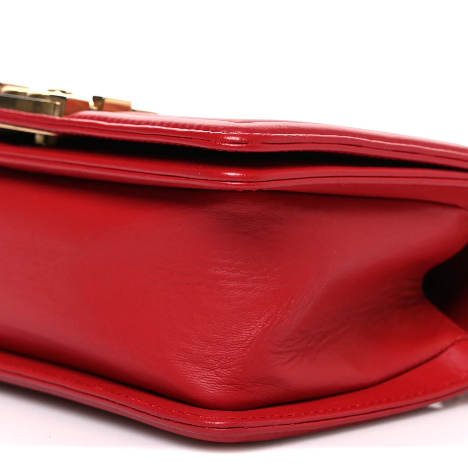Lambskin Quilted Small Boy Flap Red