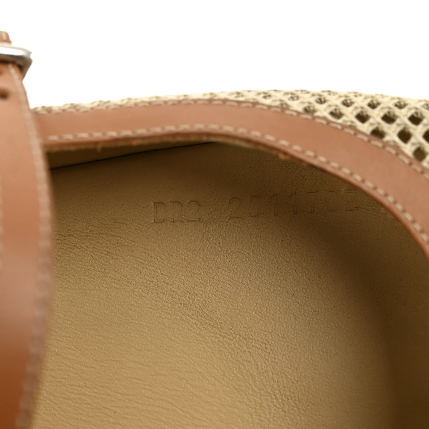 Crochet Knit Calfskin Kichu Ballet Flats 37.5 Beige Lin Naturel