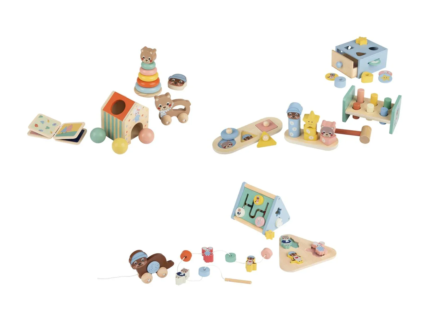 lupilu Bote de jeu et dapprentissage en bois