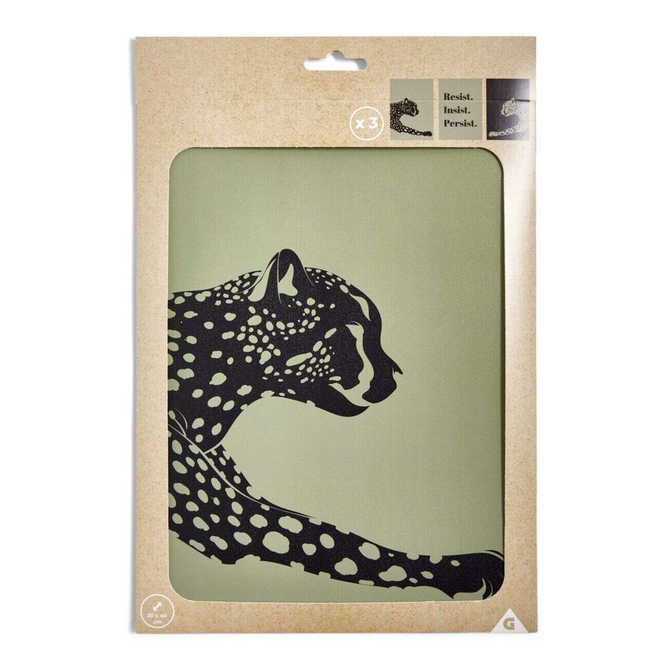 Affiche papier x3 thème guépard noir et gris 30x40cm